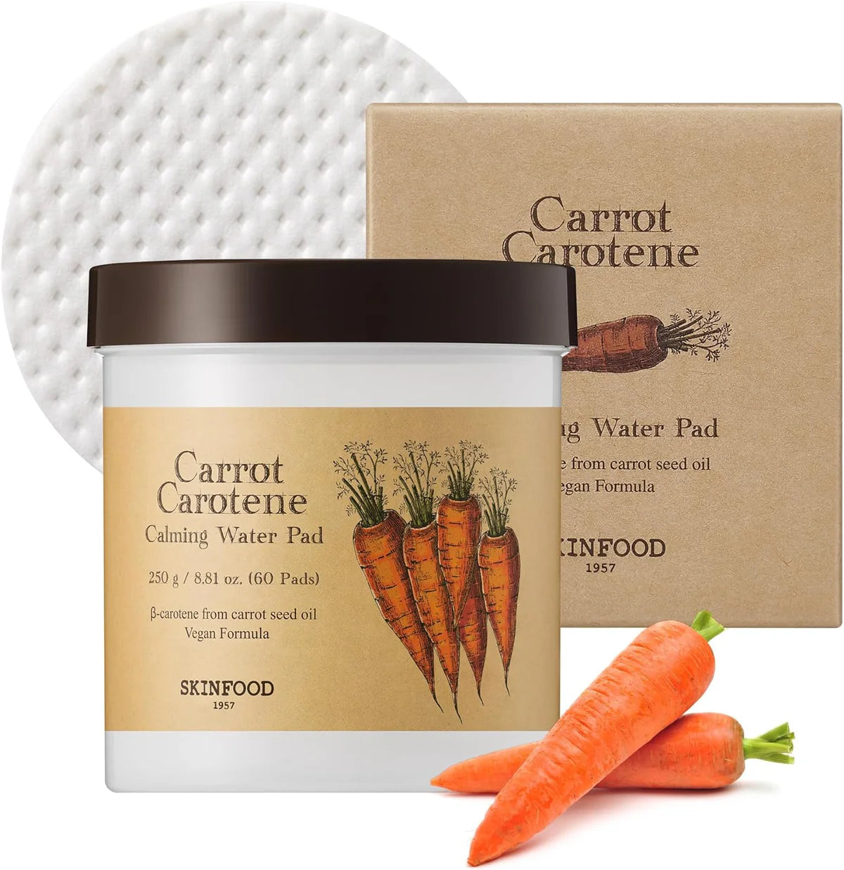 SKINFOOD - Carrot Carotene Calming Water Pad - 60 pads